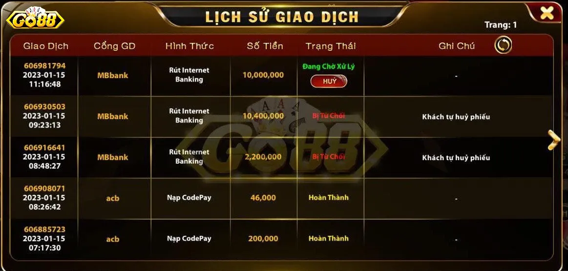 Một số lỗi thường gặp khi thực hiện giao dịch nạp tiền